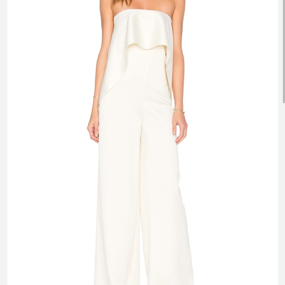 Solace London Cadenza Ivory wide leg draped ruffle jumpsuit 2 $580 - Picture 9 of 9
